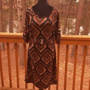 Kupcake-  Brown/Black Diamond Print Dress